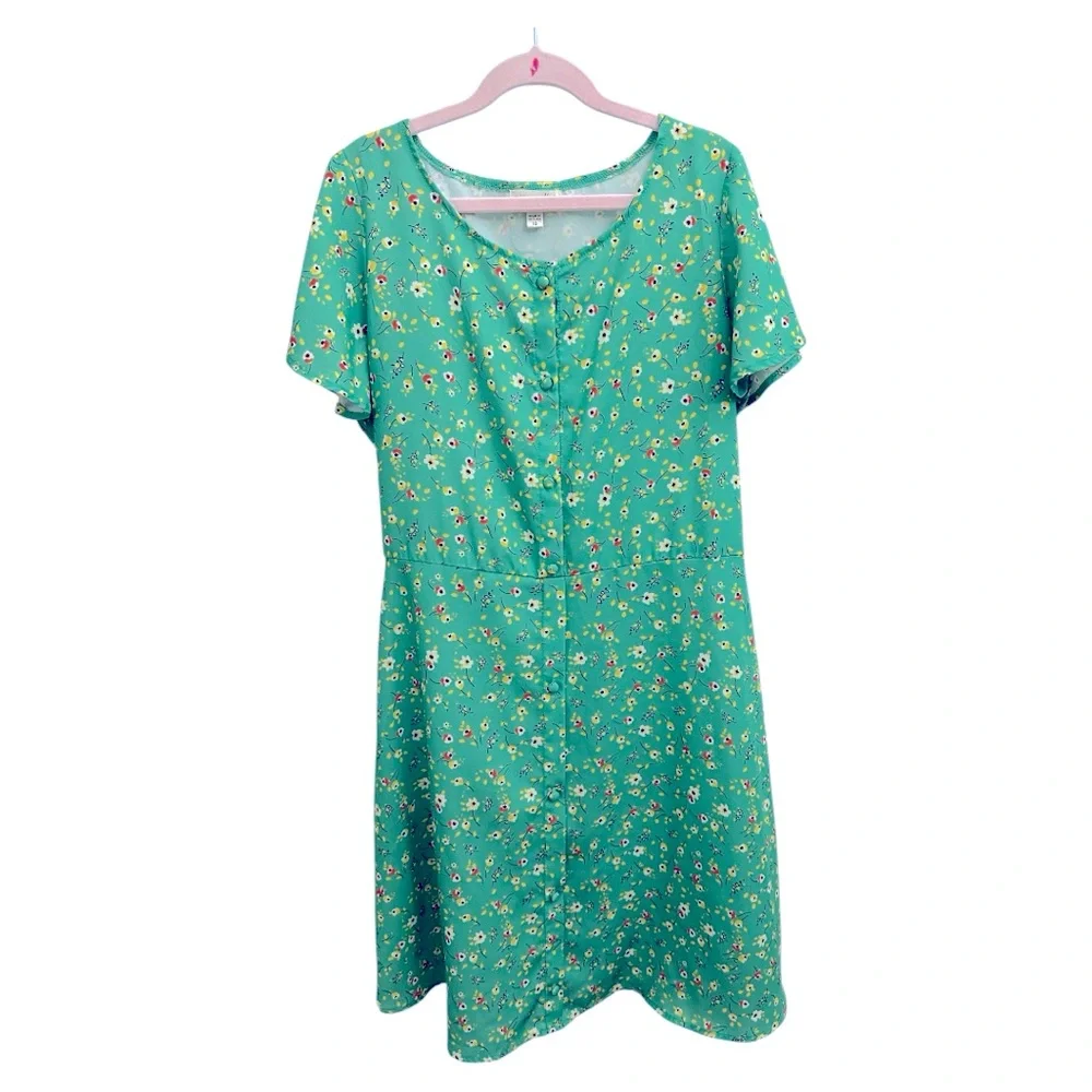 Ava And Yelly | Big Girls Printed Challis Kelly Green Dress | Size 16 | NWOT NEW